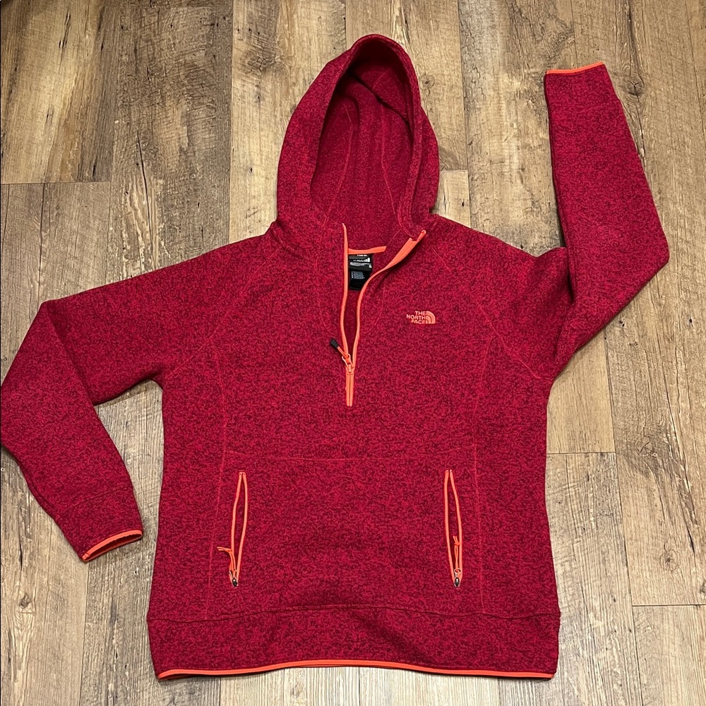 The North Face Women's 3/4 Zip Hoodie Sweater Jacket, Reddish Pink & Orange - XL